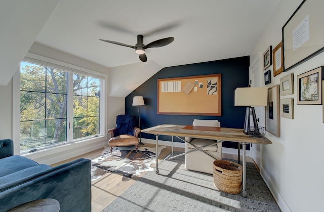 6620 Buckthorn Dr NW, Rochester, MN 55901 - office space with wood finished floors, a ceiling fan, and baseboards