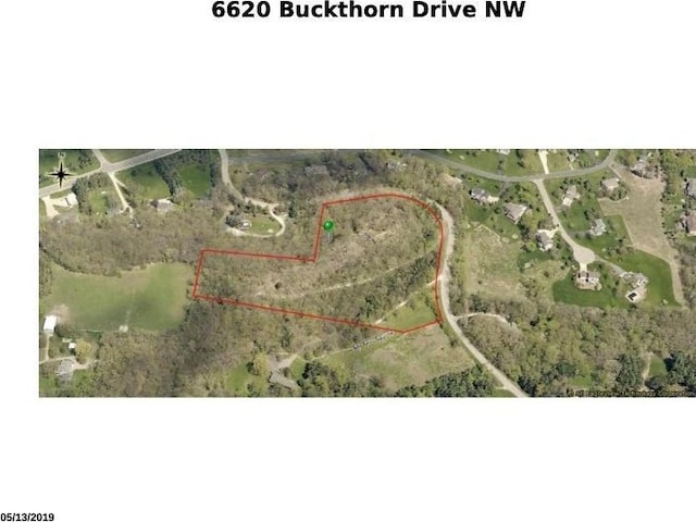 6620 Buckthorn Dr NW, Rochester, MN 55901 - aerial map of property and surrounding area featuring property boundaries highlighted