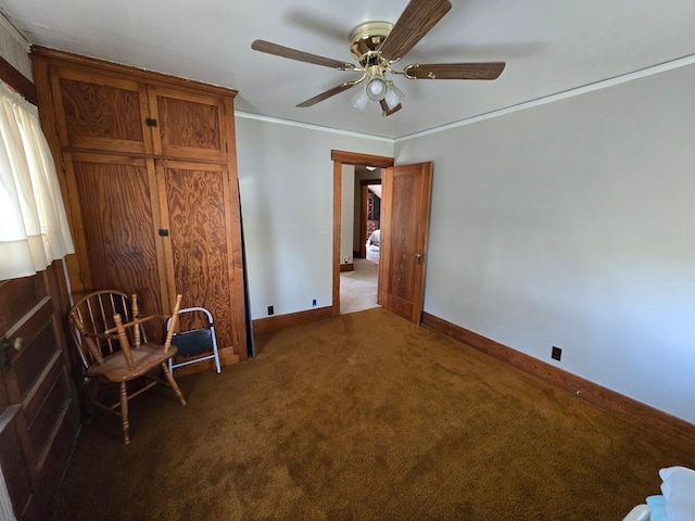 405 3rd Ave SE, Pipestone, MN 56164 - sitting room with carpet flooring, ceiling fan, and crown molding
