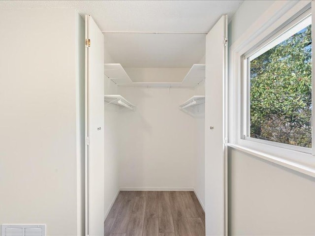 walk in closet featuring light hardwood / wood-style floors