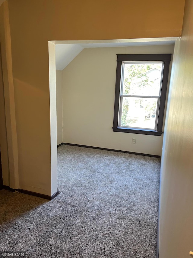 additional living space featuring carpet and lofted ceiling