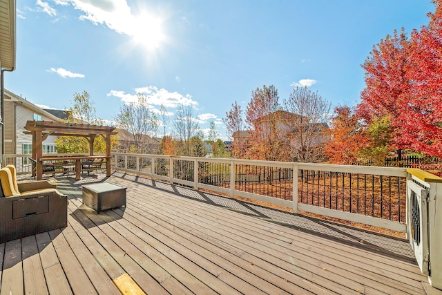 deck featuring a pergola