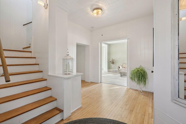 foyer with light hardwood / wood-style flooring