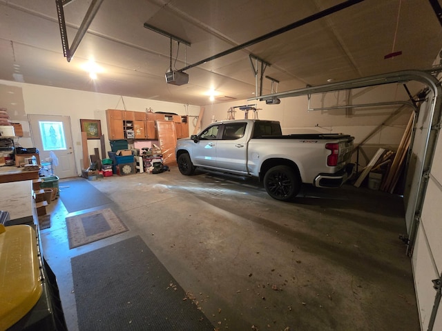 garage with a garage door opener