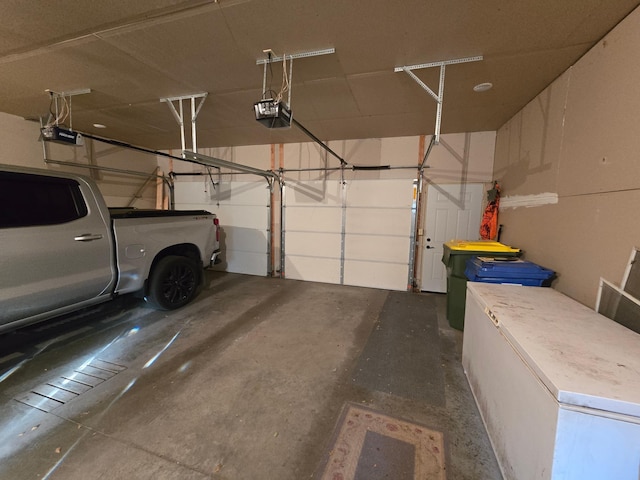garage with a garage door opener