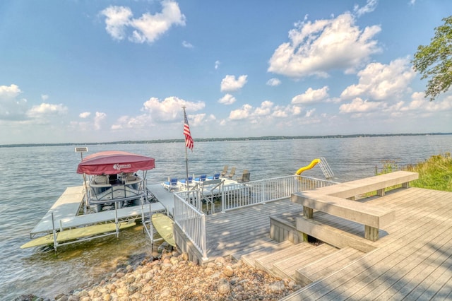 view of dock featuring a water view