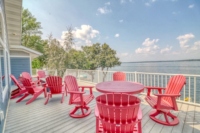 deck with a water view