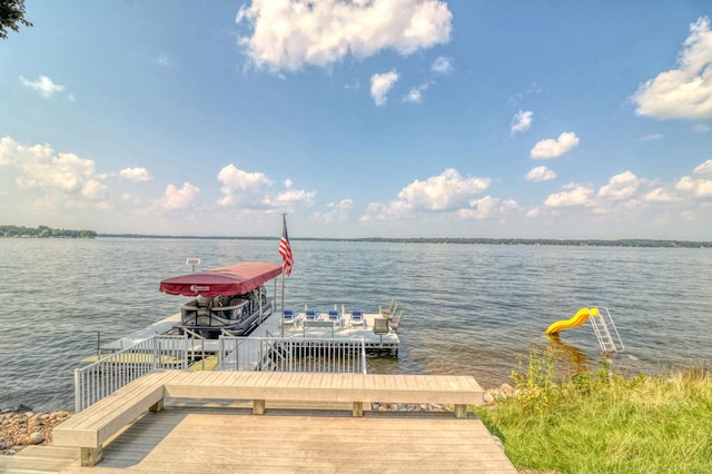 dock area featuring a water view