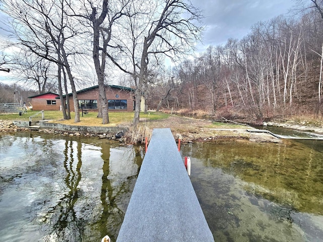 dock area featuring a water view