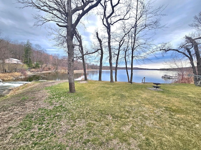 view of yard featuring a water view