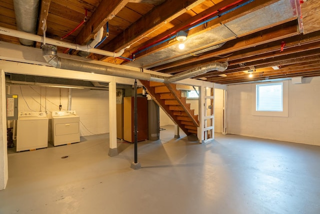 basement featuring separate washer and dryer