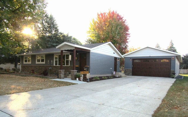 view of front of property with a garage