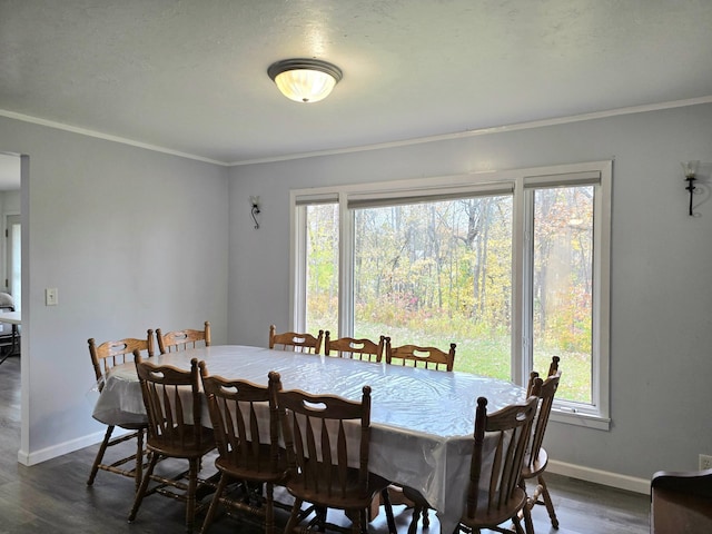 3414 County Road 32 S, South Koochiching Unorg Terr, MN 56654 - dining area with crown molding, baseboards, and a healthy amount of sunlight