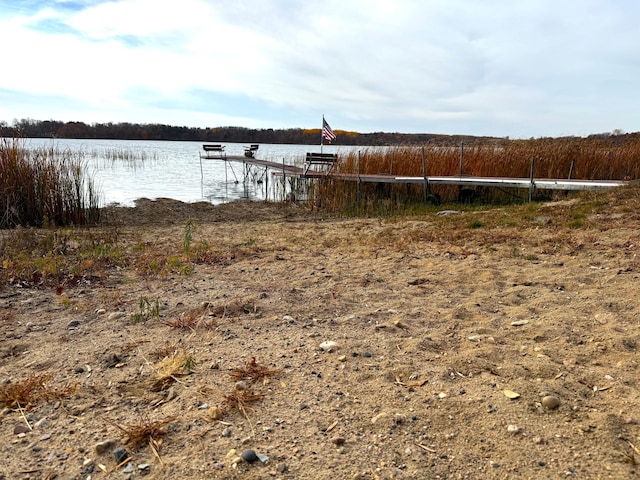 view of dock featuring a water view