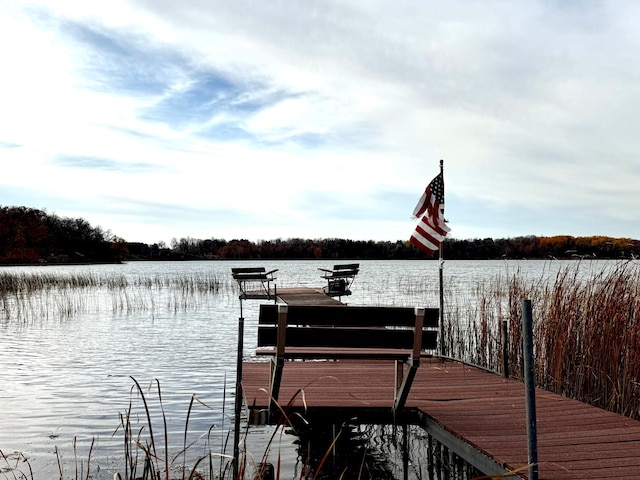 view of dock featuring a water view