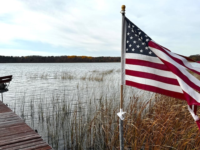 dock area featuring a water view