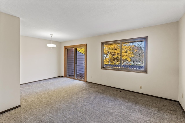 carpeted spare room featuring a textured ceiling