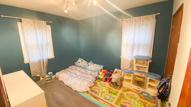 bedroom with hardwood / wood-style flooring