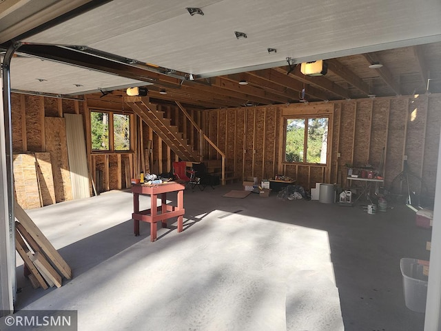 garage with a garage door opener