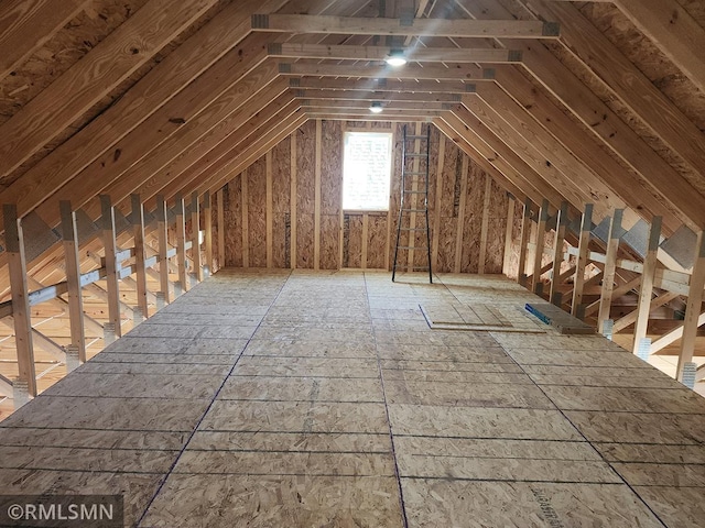 view of unfinished attic