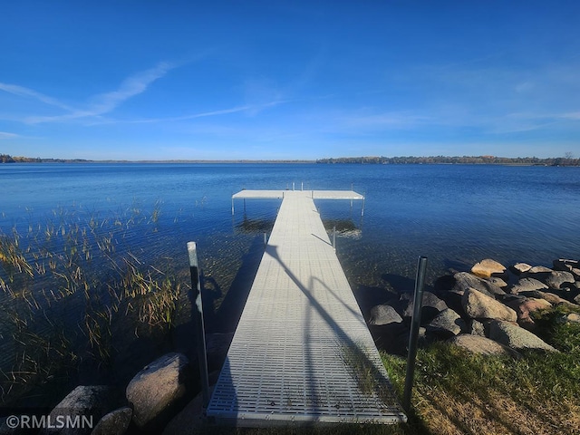 view of dock featuring a water view