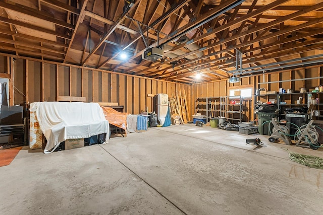 garage with a garage door opener