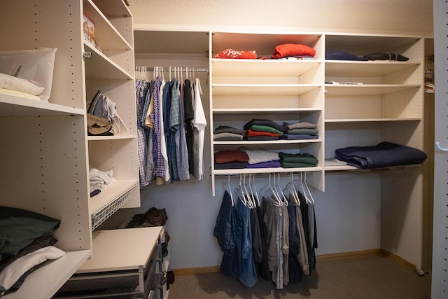 spacious closet with carpet flooring