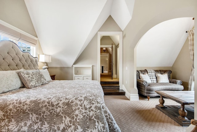 10675 Cavallo Rdg, Eden Prairie, MN 55347 - bedroom featuring vaulted ceiling and carpet floors