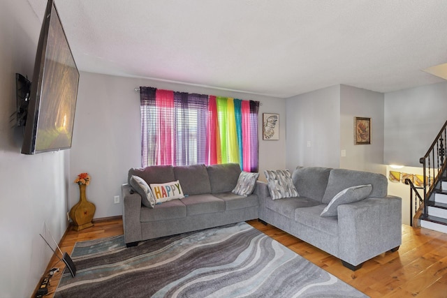 living room with hardwood / wood-style floors