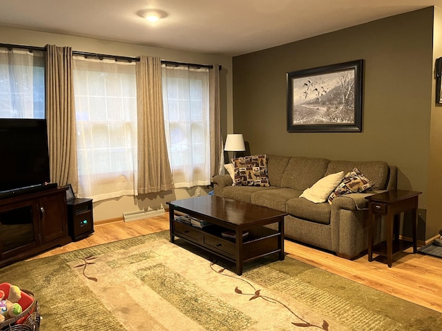 living room with hardwood / wood-style floors