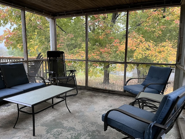 sunroom / solarium with wooden ceiling