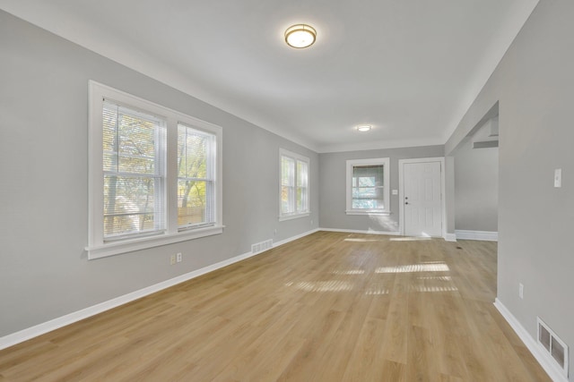 interior space with light hardwood / wood-style floors