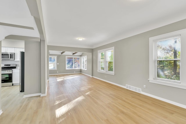 unfurnished living room with light hardwood / wood-style floors