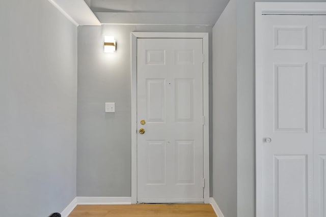 doorway with light hardwood / wood-style floors