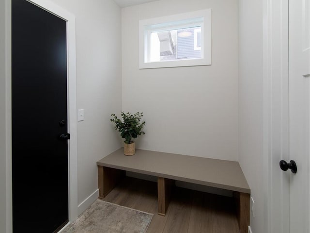 interior space featuring wood finished floors and baseboards