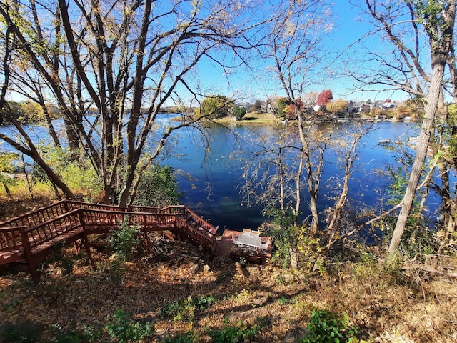 view of yard with a water view