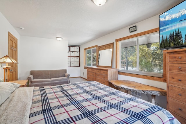 bedroom with a textured ceiling