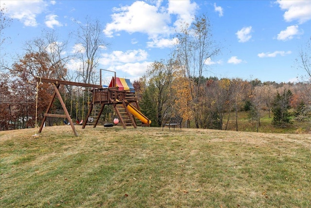 view of yard with a playground