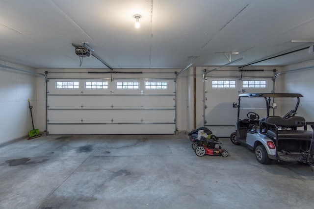 garage with a garage door opener