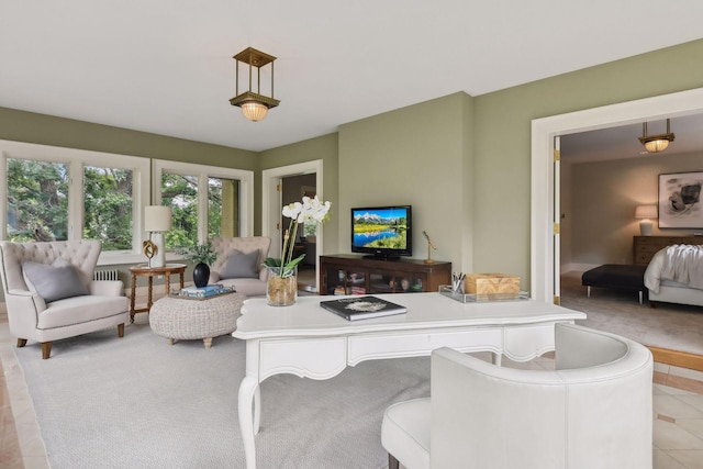 view of tiled living room