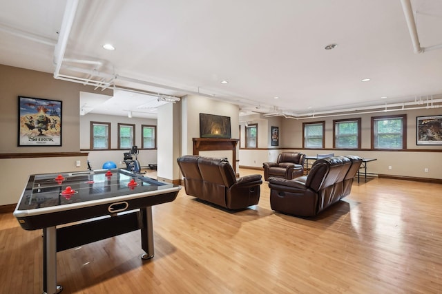 playroom featuring light wood-type flooring