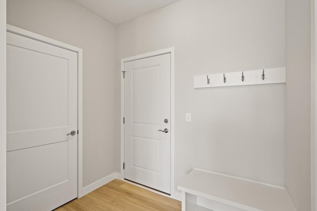 mudroom with wood-type flooring