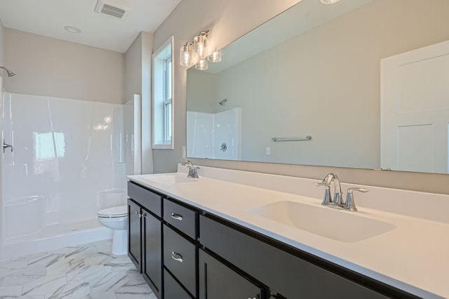 2711 Buffalo Ridge Dr, Buffalo, MN 55313 - full bathroom with toilet, visible vents, a shower, and a sink