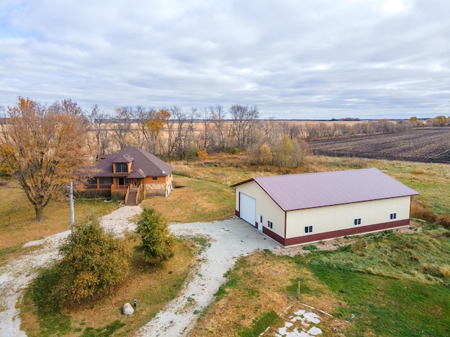 aerial view featuring a rural view