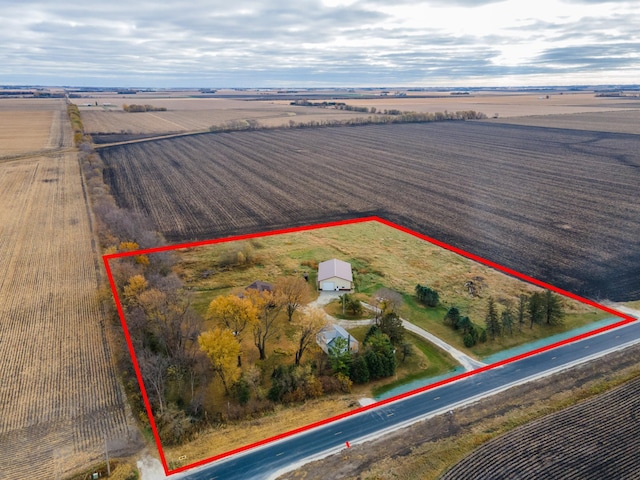 bird's eye view with a rural view