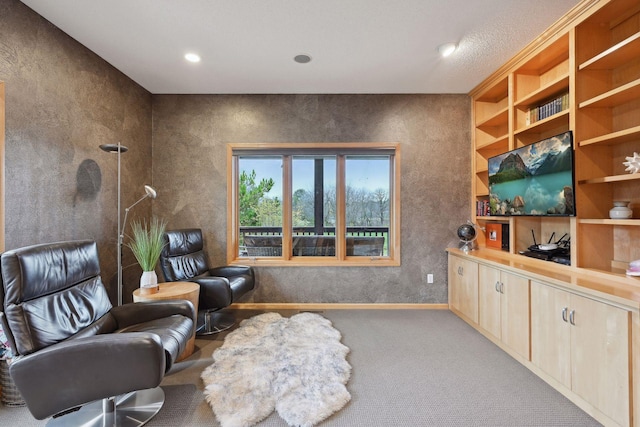 sitting room featuring carpet floors