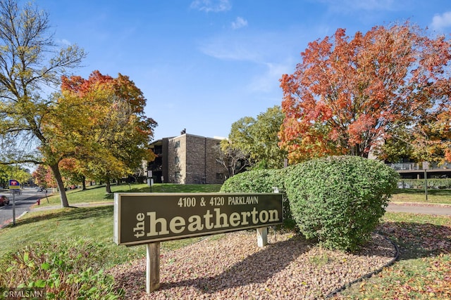 view of community sign