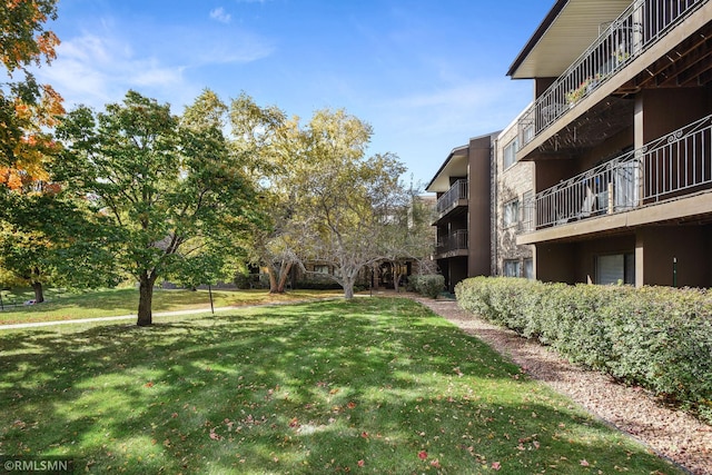 view of home's community with a lawn