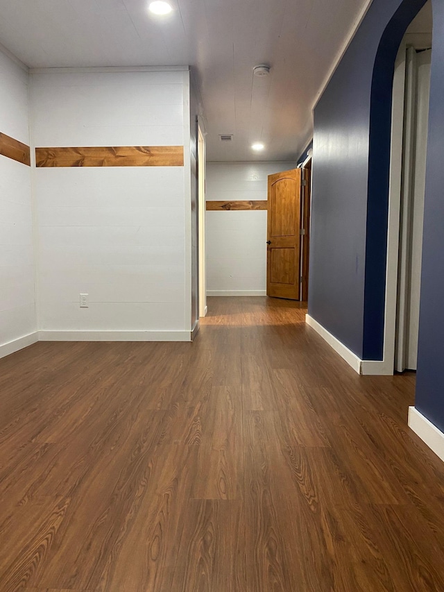 interior space with dark hardwood / wood-style flooring