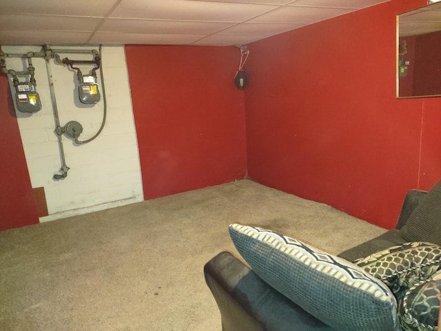 basement with a drop ceiling